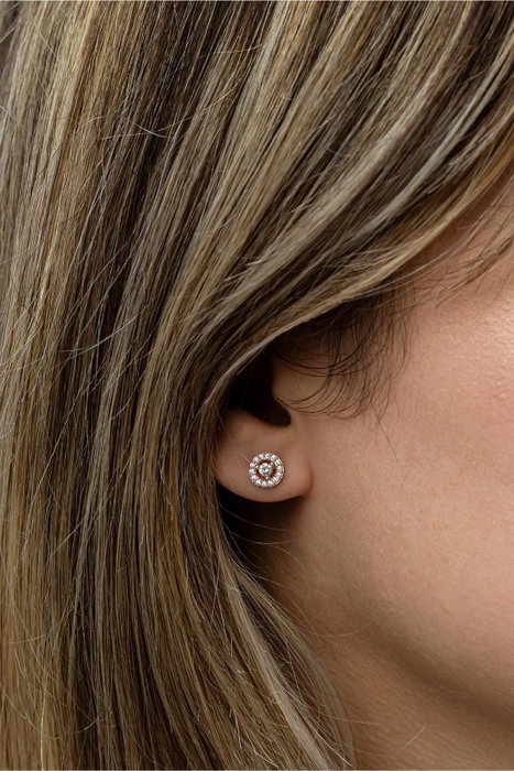 Heliophilia Silver Pendientes de Plata de Ley 925 con Oro Rosa y Circón Heliophilia Silver Pendientes de Plata de Ley 925 con Oro Rosa y Circón